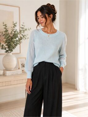 65. Halogen • NWT Pale Blue Ribbed Long-Sleeve Sweater PTP 18”-24”